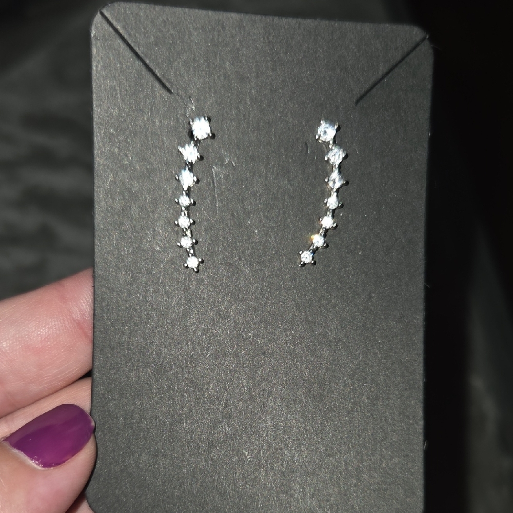 Elegant Silver Crystal Earrings